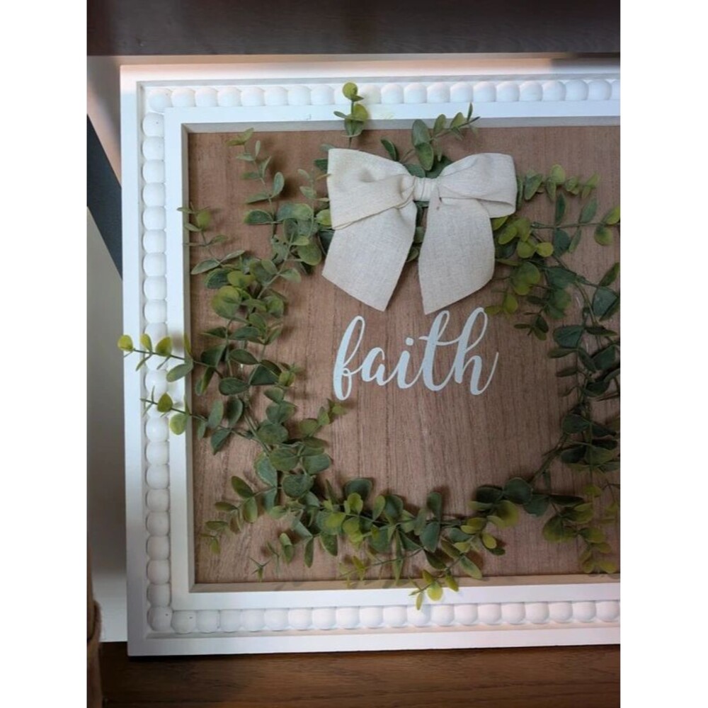 Faith Wood Wall Sign with Eucalyptus Wreath